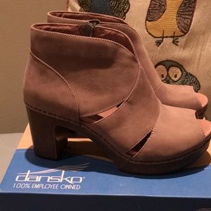 Dansko Delphina Milled Nubuck peeptoe booties